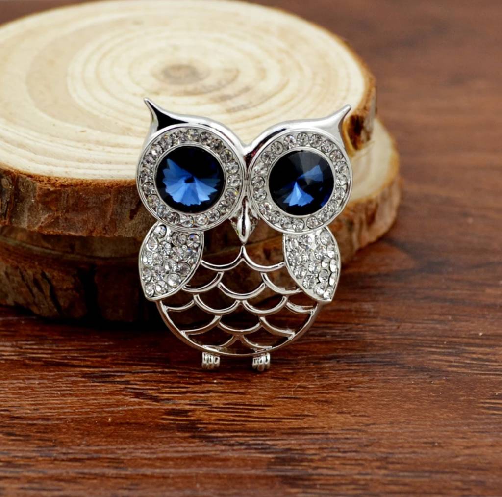 Diamante Owl Pin Brooch
