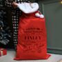 Personalised Luxury Pom Pom Special Delivery Red Sack, thumbnail 1 of 4