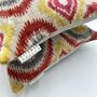 Oblong Ikat Velvet Cushion Coral Circles, thumbnail 2 of 8