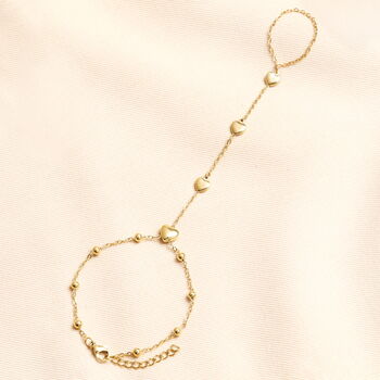 Stainless Steel Heart Charm Hand Chain In Gold Plating, 2 of 4