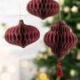 Christmas Deep Red Honeycomb Lantern Tree Decoration, thumbnail 3 of 5