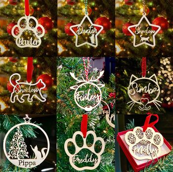 Personalised Cat Christmas Tree Bauble, 2 of 4