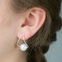 Geometric Pearl And Silver Earrings, thumbnail 2 of 5
