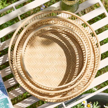 Set Of Three Bamboo Wicker Round Trays, 3 of 3