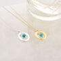 Halo Birthstone Necklace Turquoise December, thumbnail 1 of 7