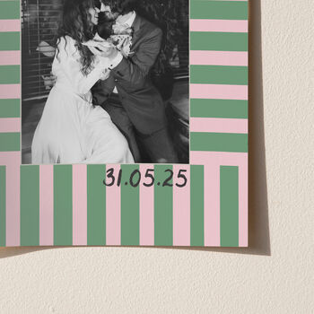Personalised Wedding Photograph Print With Stripe Border, 11 of 12