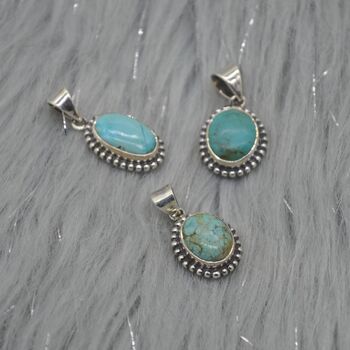 Turquoise Pendant: Sterling Silver, December Birthstone, 4 of 7