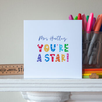 You're A Star Personalised Teacher Card, 2 of 2