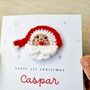 Personalised Crochet Santa Baby 1st Christmas Card, thumbnail 2 of 4