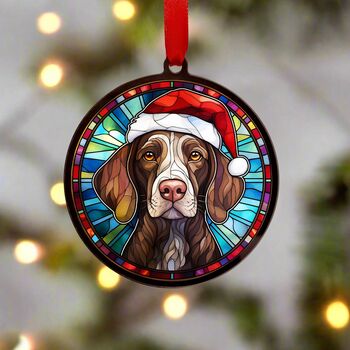 German Shorthaired Pointer In Santa Hat Suncatcher Decoration, 5 of 6