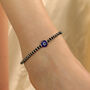 925 Silver Black Beaded Evil Eye Nazar Payal Anklet, thumbnail 3 of 9