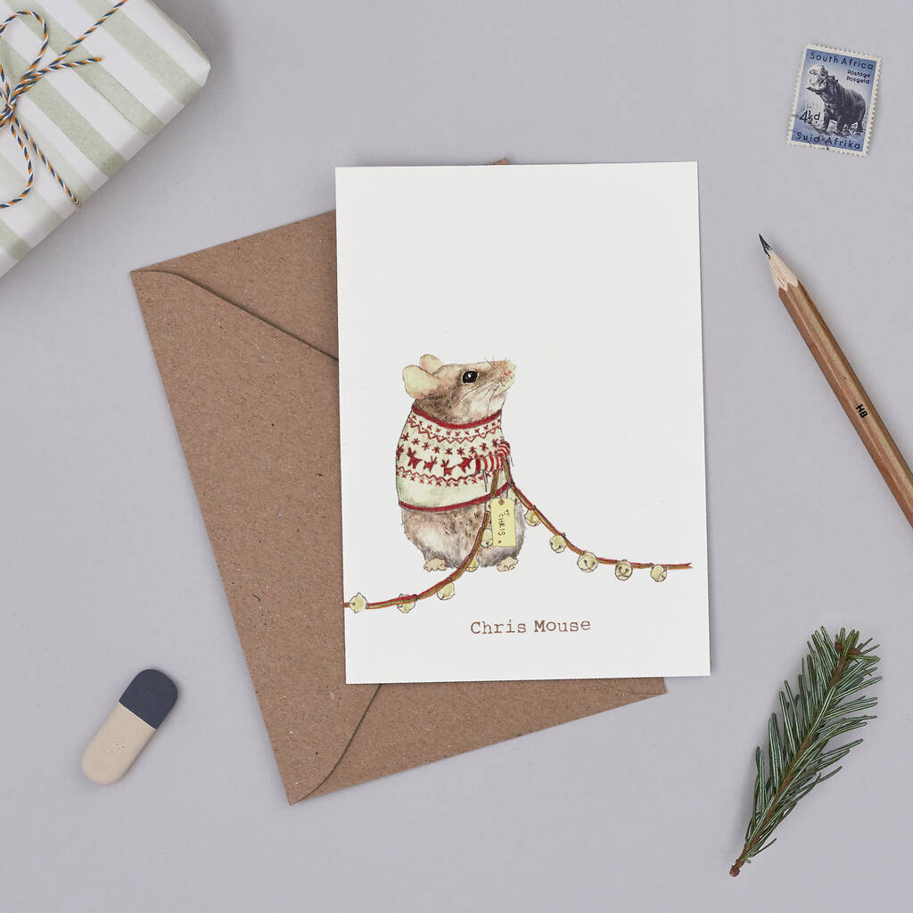 'Chris Mouse' Christmas Card, 1 of 2