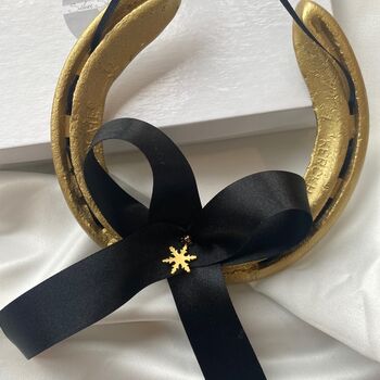 Personalised Gold Snowflake Charm Lucky Wedding Horseshoe, 3 of 7