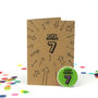 Lucky Number Seven: 7th Birthday Sticker Badge Card, thumbnail 2 of 3