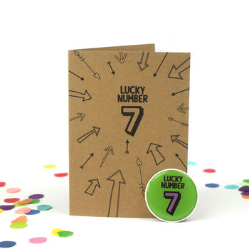 Lucky Number Seven: 7th Birthday Sticker Badge Card, 2 of 3