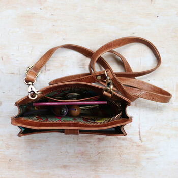 Leather Smartphone Bag, Distressed Brown, 4 of 5