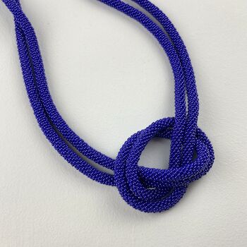 Fair Trade Handmade Glass Bead Knot Tube Necklace 55cm, 6 of 12