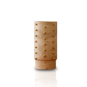 Stud Travertine Vase With Brass Accents, 2 of 2