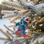 Handmade Felt Skiing Dinosaur Decoration, thumbnail 1 of 4