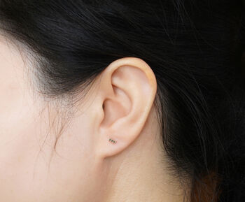 Black Diamond Stud Earrings In 9k Yellow Gold, 4 of 4