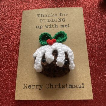 Pudding Crochet Christmas Card Handmade, 8 of 8
