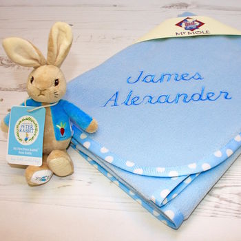 Personalised Blanket With Peter Rabbit Rattle, 5 of 11