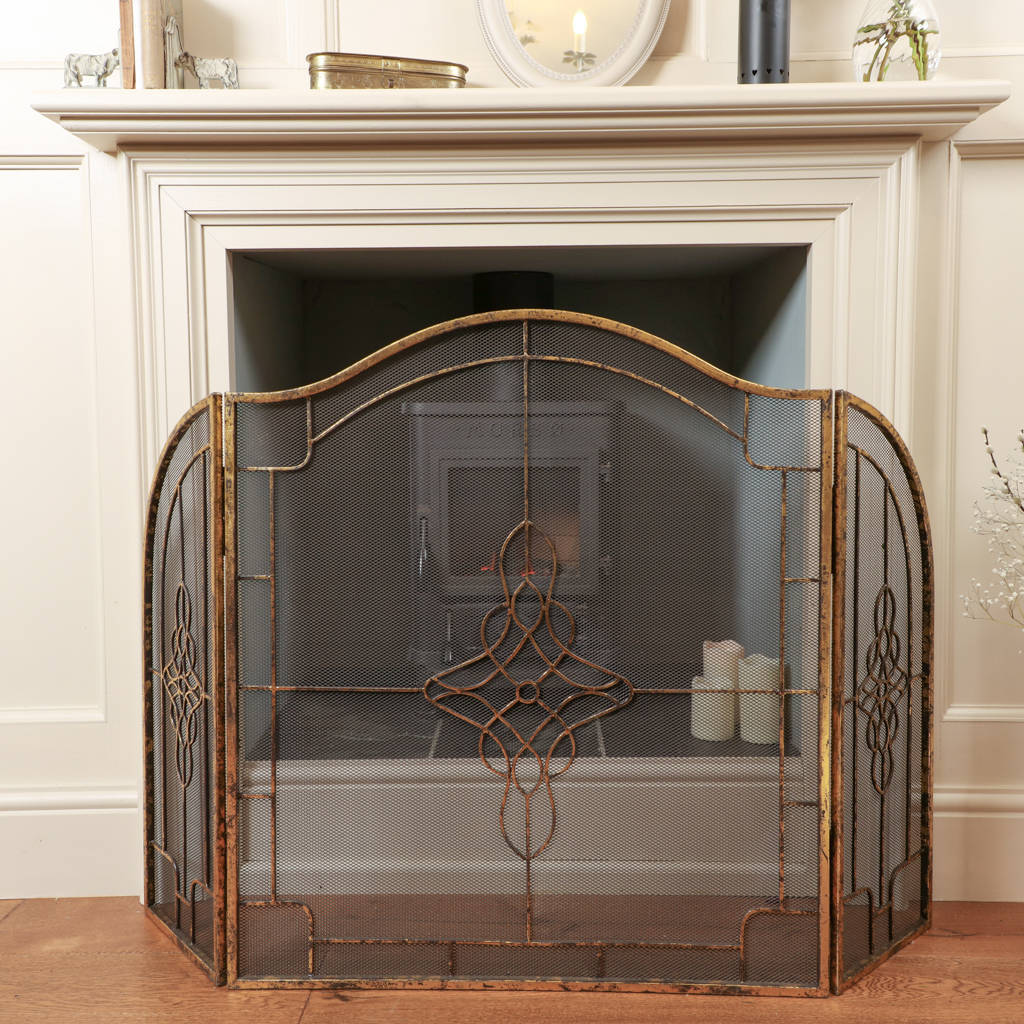 gresley three fold burnished gold fire guard by dibor