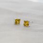 Sterling Silver Princess Cut Birthstone Earrings November Topaz, thumbnail 1 of 6