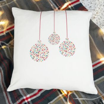 White Contemporary Christmas Bauble Cushion, 2 of 5