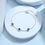 Sterling Silver Extra Tiny Emerald Green Cz Trio Bracelet, thumbnail 7 of 10