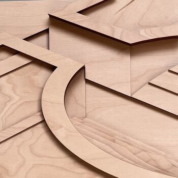 Plywood Barbican Lake Architecture Relief, 6 of 7
