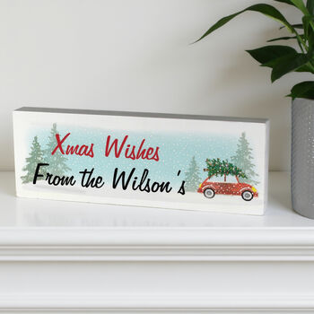 Personalised Driving Home For Christmas Wooden Mantel Decoration, 3 of 5