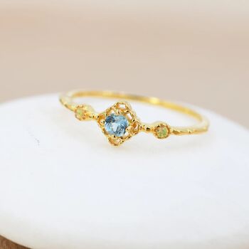 Vintage Inspired Natural Swiss Blue And Opal Ring, 6 of 12