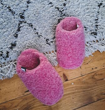 Pure Wool Cocoon Slippers Mules Pink, 4 of 4