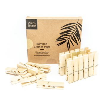 Bamboo Laundry Pegs Biodegradable 20 Pack, 2 of 8