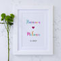 Personalised Names And Date Framed Print, thumbnail 4 of 6
