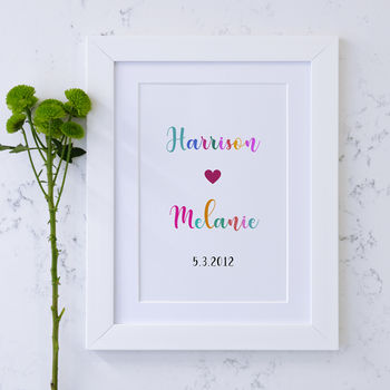 Personalised Names And Date Framed Print, 4 of 6