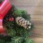 Christmas Wreath Noble Fir Spruce Wreath Red Ribbon Bow 45cm, thumbnail 2 of 5