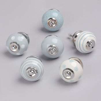 G Decor Pastel Grey White Handmade Ceramic Door Knobs, 2 of 8