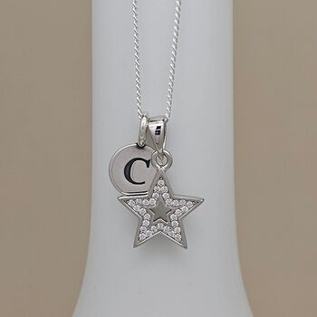 Personalised Sterling Silver Cz Star Charm Necklace, 2 of 5