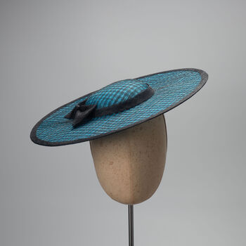 Modern Boater Hat In Black And Turquoise 'Allegra', 3 of 12