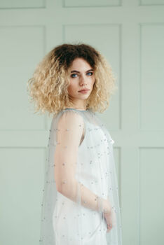 Pearl Bridal Cape Veil Wedding Dress Cover Up, 6 of 12