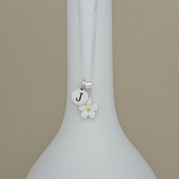 Personalised Sterling Silver White Flower Necklace, 2 of 5