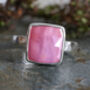 Square Pink Sapphire Statement Ring In Sterling Silver, thumbnail 3 of 4