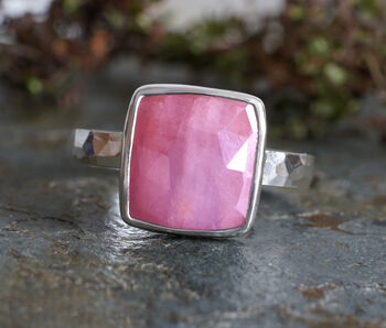 Square Pink Sapphire Statement Ring In Sterling Silver, 3 of 4
