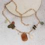 Statement Chain Necklace With Orange And Green Gemstone, thumbnail 3 of 6