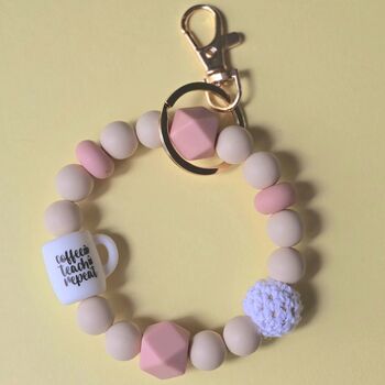 Coffee Teach Repeat Silicone Wristlet Keyring, 2 of 3