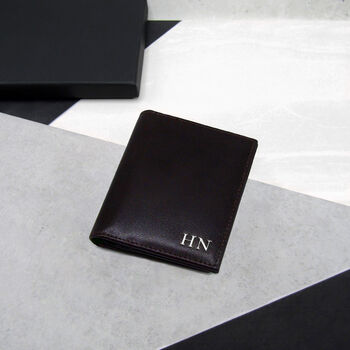 Personalised Men's Rfid Leather Trifold Card Holder, 2 of 6