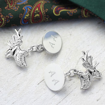 Personalised Sterling Silver Stag Cufflinks, 2 of 6