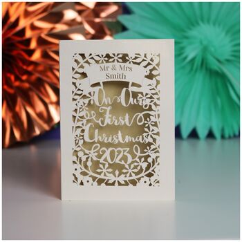 Personalised 'Our First Christmas' Papercut Card, 4 of 12